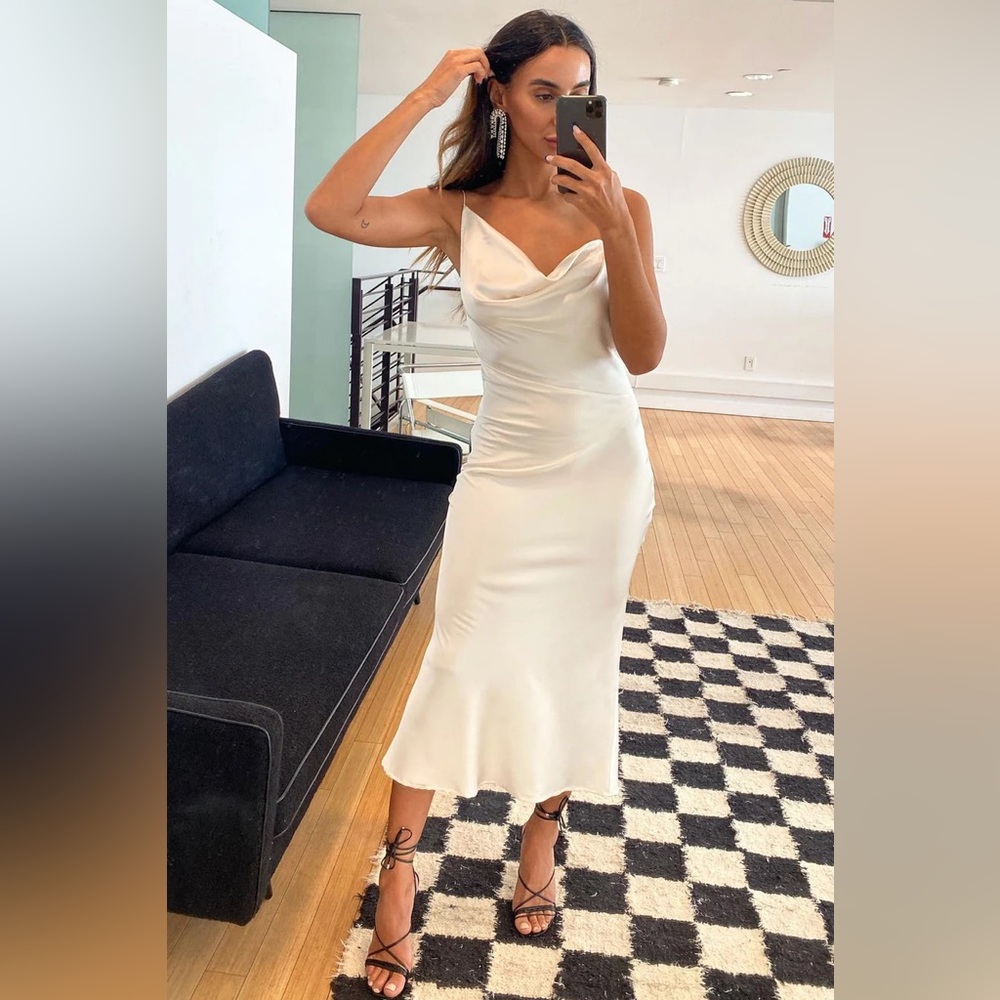 NWT 12th Tribe San Marino Ivory Satin MIDI dress